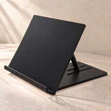 Adjustable Book and Tablet Reading Stand in black acrylic, empty