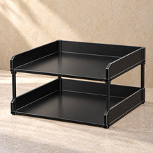 Stacking Paper Trays, Set of Two in black acrylic, empty