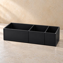 Student Desk Caddy, Three Compartments in black acrylic, empty