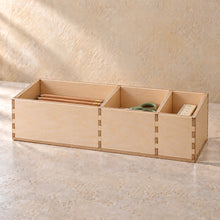 Student Desk Caddy, Three Compartments in wood (birch plywood), in use