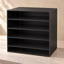 Five-Compartment Document Sorter in black acrylic, empty