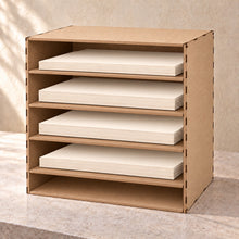 Five-Compartment Document Sorter in MDF, in use