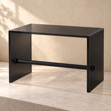 Packing Station Organiser with Label Roll Holder in black acrylic, empty