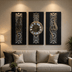 Noor-e-Zaman Premium Wall Clock Set- 3 Panel Wall decor Set