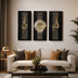 Noor-e-Zaman Premium Wall Clock Set- 3 Panel Wall decor Set