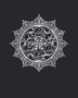 Panjtan Pak round acrylic medallion in mirror silver, float-mounted on a cool graphite wall
