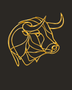 Mirror gold acrylic bull's head in a single continuous line, float-mounted above a console table.