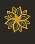 Layered Bloom flower wall art in mirror gold acrylic, layered petals catching light above a living room wall.