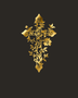 Floral filigree cross wall art in mirror gold acrylic, vines and blossoms catching warm light
