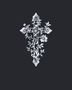 Floral filigree cross wall art in mirror silver chrome acrylic against a neutral wall