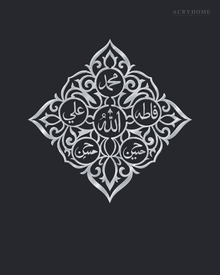 Panjtan Pak Ornate Diamond Acrylic Wall Art in mirror silver acrylic, float-mounted on a deep graphite wall