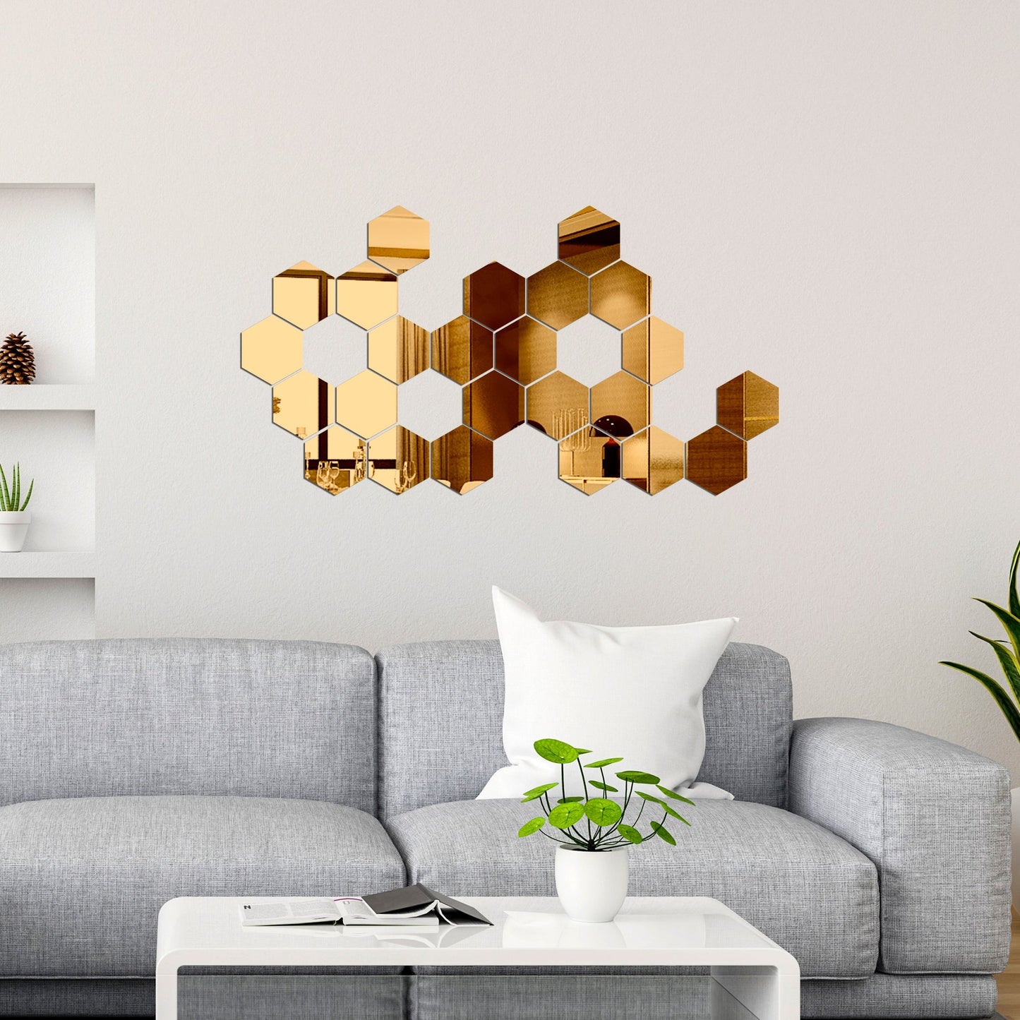 Acrylic Hexagon Mirror Wall Stickers