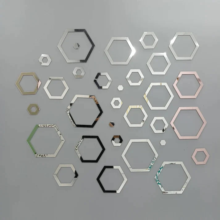 Acrylic Hexagon Ring Mirror Wall Stickers