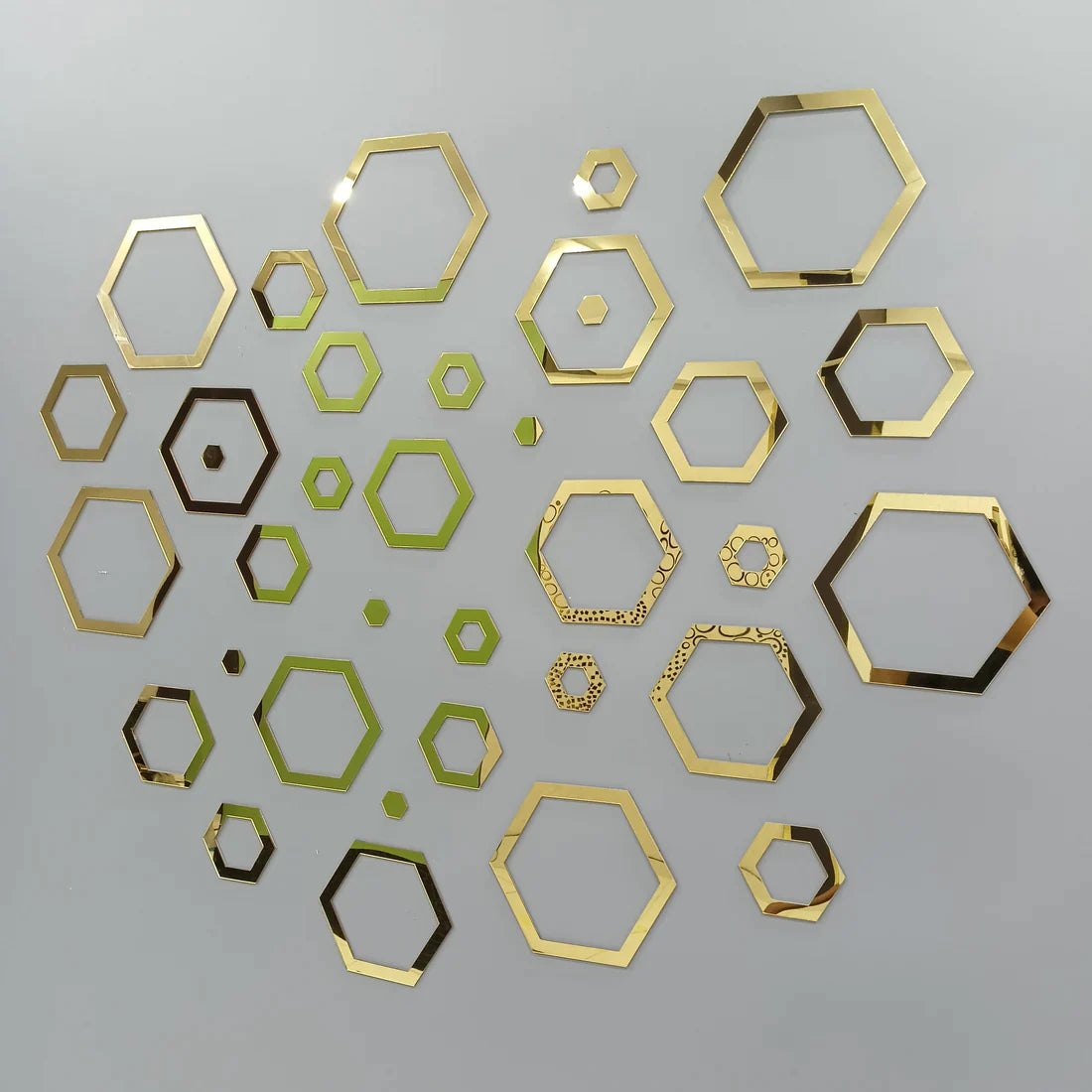 Acrylic Hexagon Ring Mirror Wall Stickers