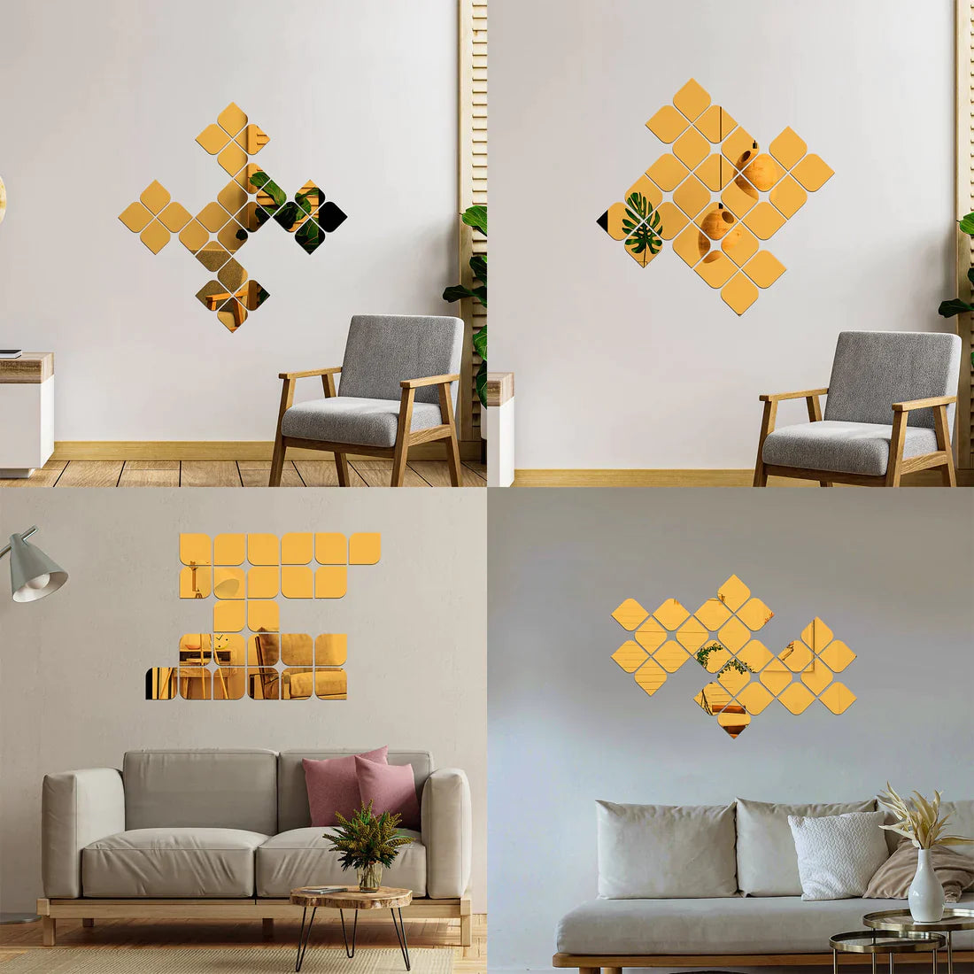 Acrylic Quadrilateral Mirror Wall Stickers