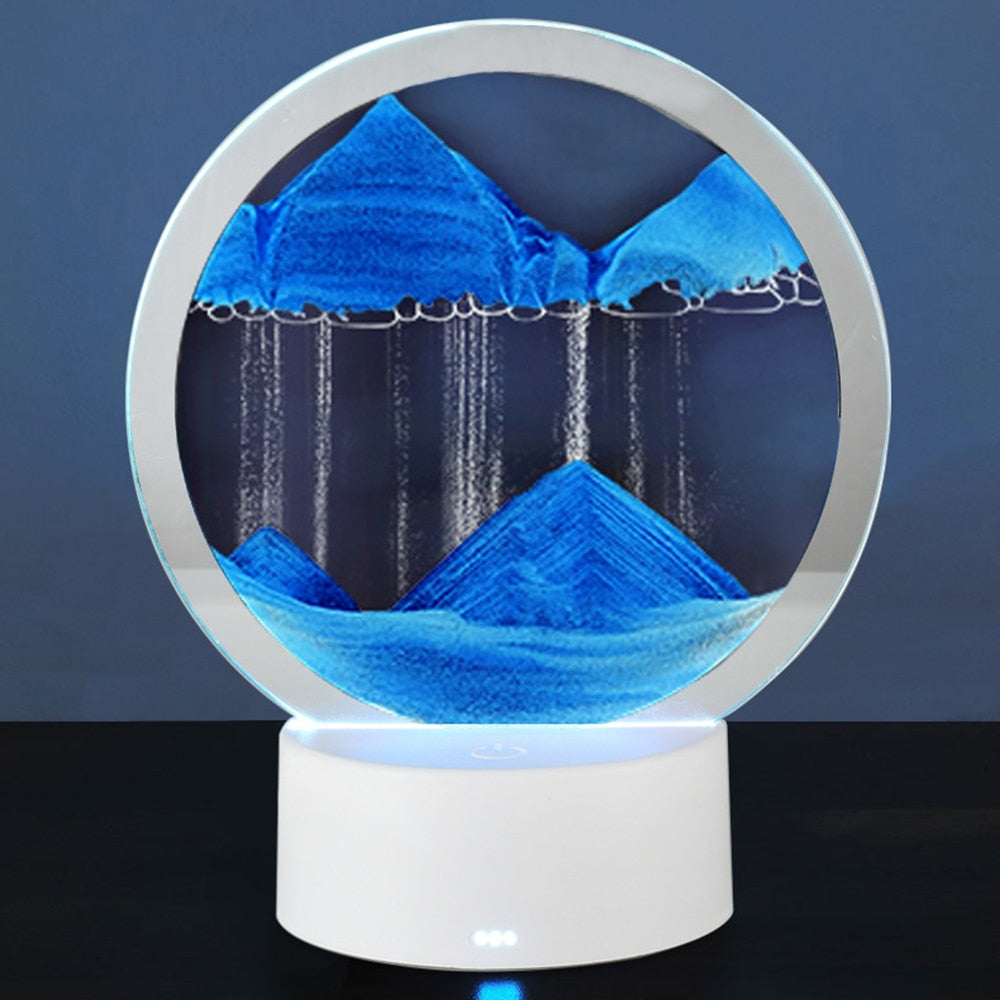 USB 3D Colorful Moving Sand Painting Hourglass Sandscape Led Table Lamp In Motion Display Quicksand Night Lights For Home Decor